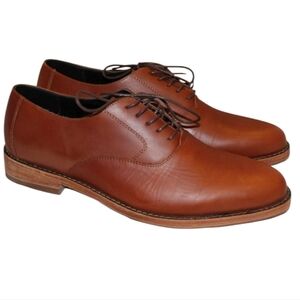 NEW NISOLO MENS EVERYDAY OXFORD LEATHER DRESS SHOE BRANDY 12.5